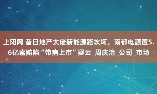 上阳网 昔日地产大佬新能源路坎坷，南都电源遭5.6亿索赔陷“带病上市”疑云_周庆治_公司_市场
