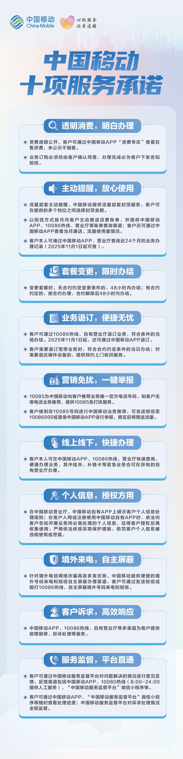 优配送 事关营销骚扰套餐退订等！中国移动官宣十项服务承诺